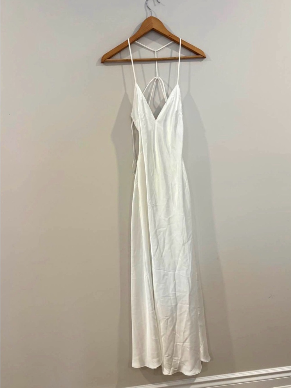 Zara White Strappy V-Neck Maxi Dress